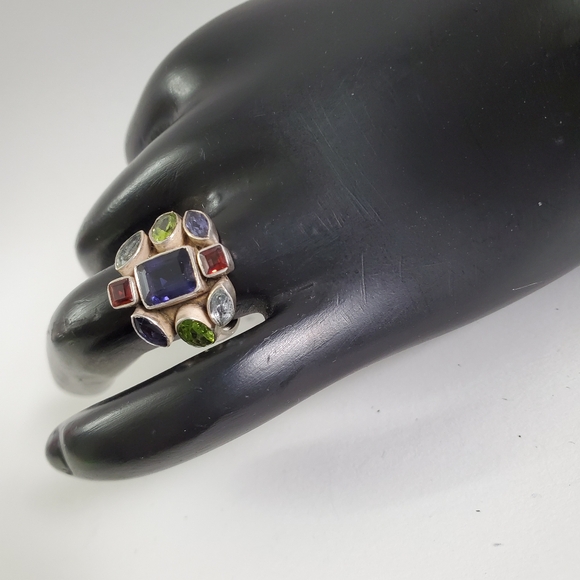 Watch Video / Sterling Silver 925 Gemstone Cluster Ring - Picture 9 of 12